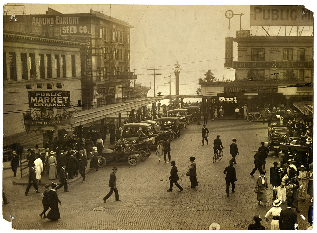 Seattle Pike Place Public Market, c1916 — illustrating Marketing
